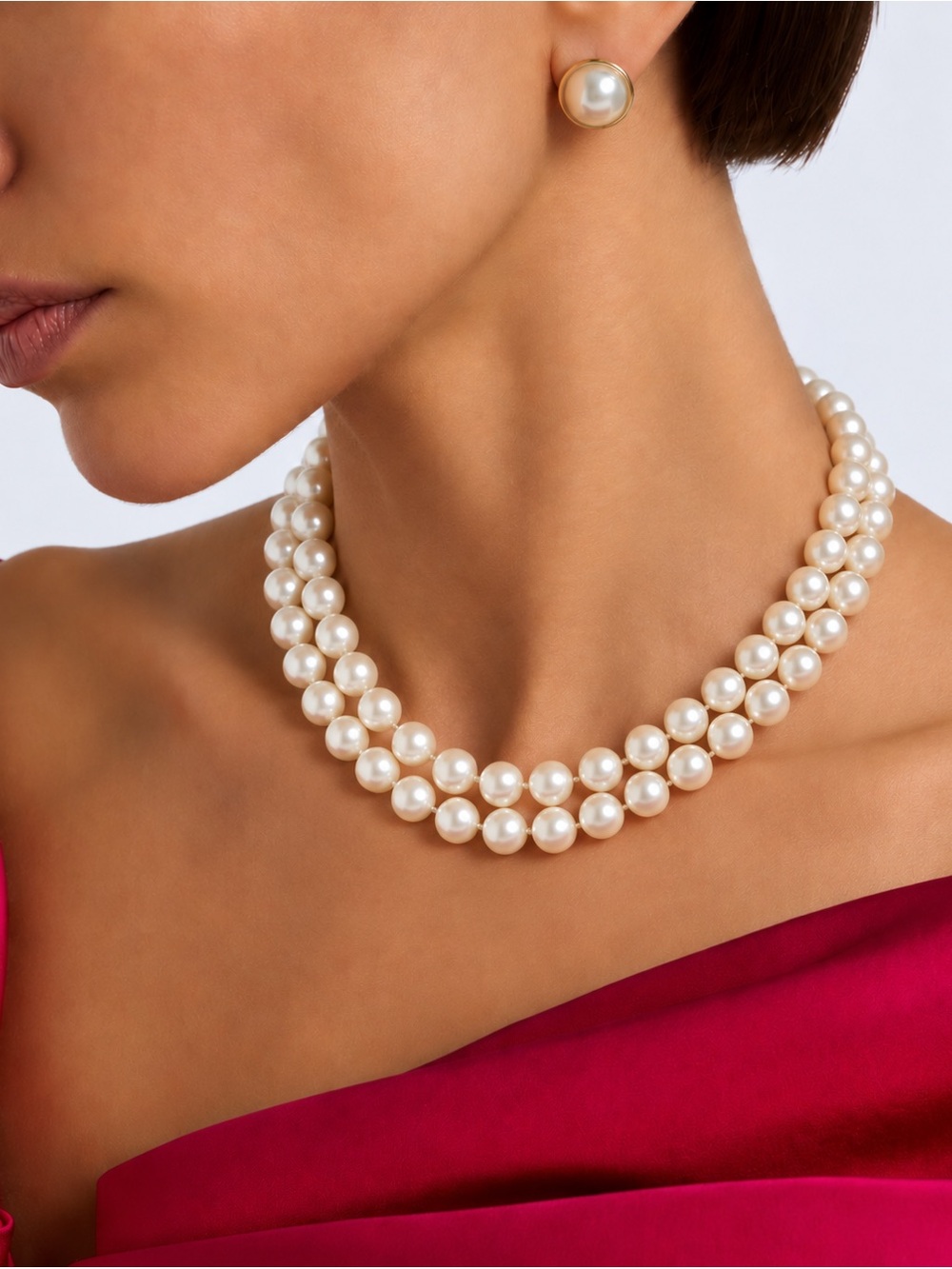Brooks Brothers Sterling Silver Double Strand Glass Pearl Necklace NEW!